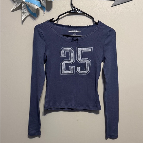 Aeropostale Tops - Aeropostale Navy Long Sleeve with Number 25